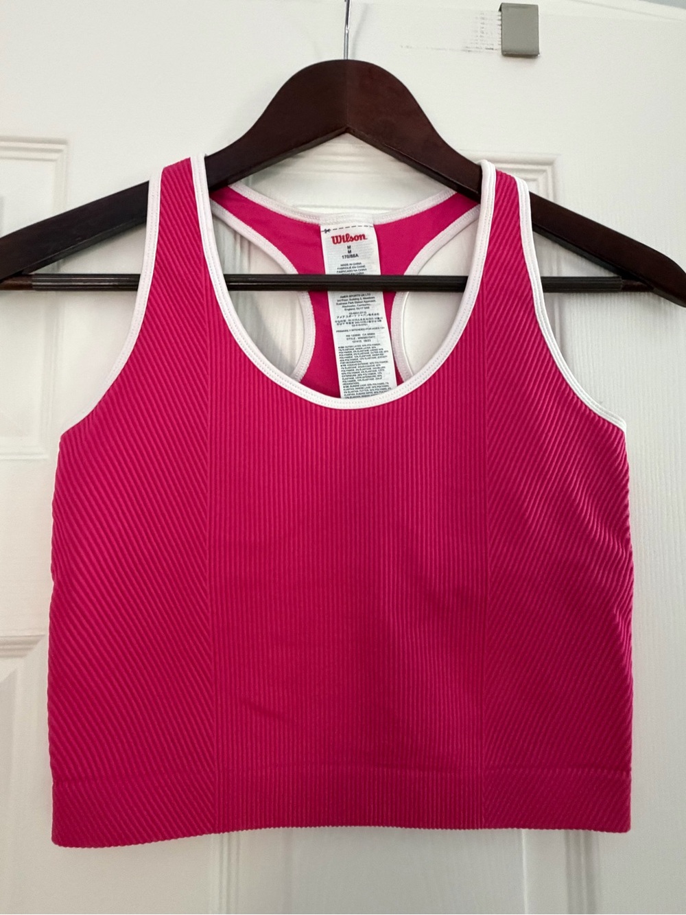 Wilson Hot Pink Racerback Tennis Tank with White Trim - Picture 2 of 3